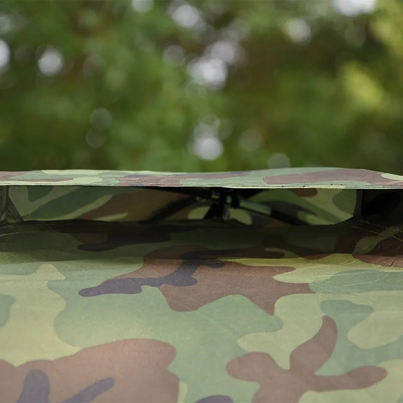 Double camouflage camping tent with digital pattern, fibre glass struts and waterproof Oxford cloth base