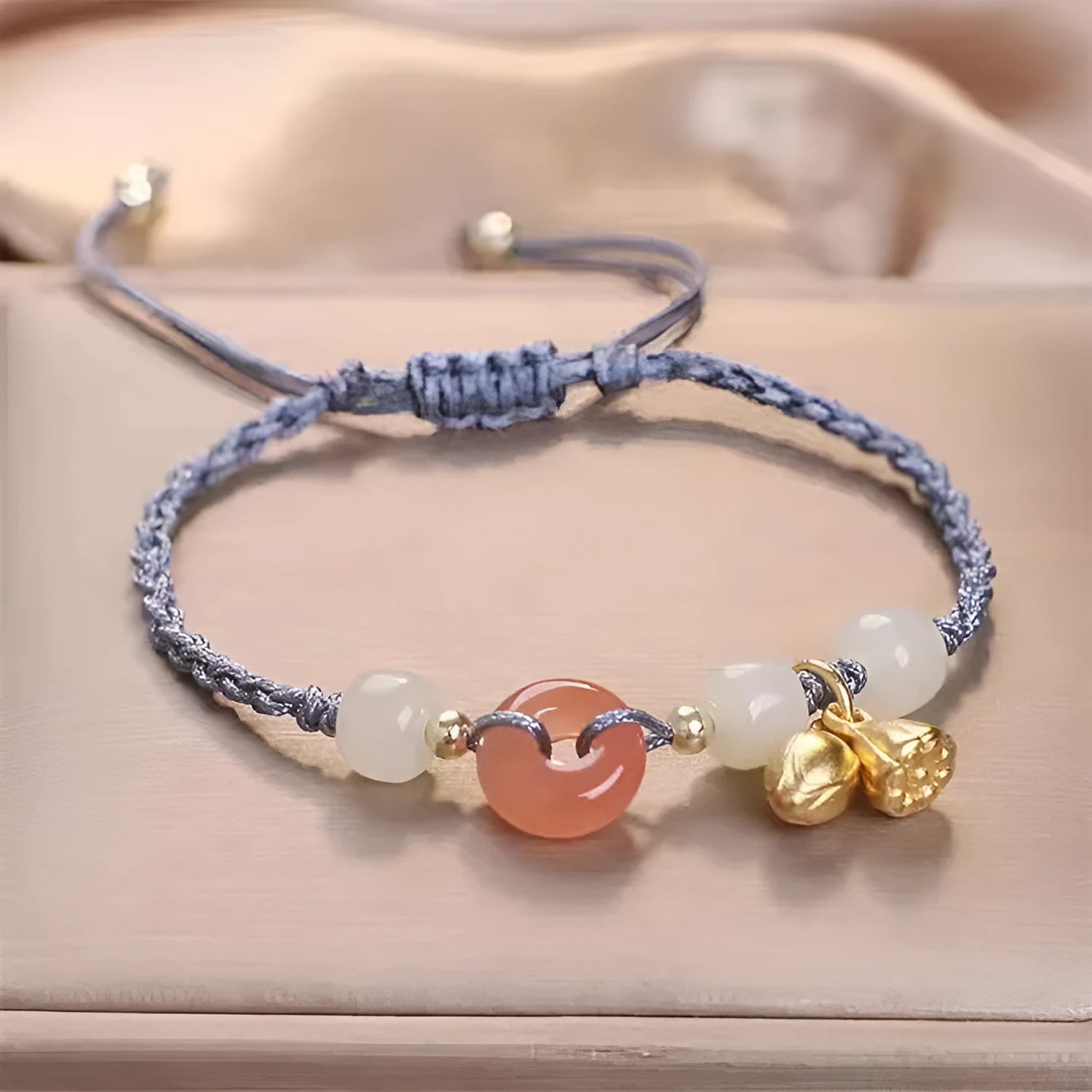 Hetian jade bracelet with constellation modelling and peace buckle adjustable closure in various strap colours