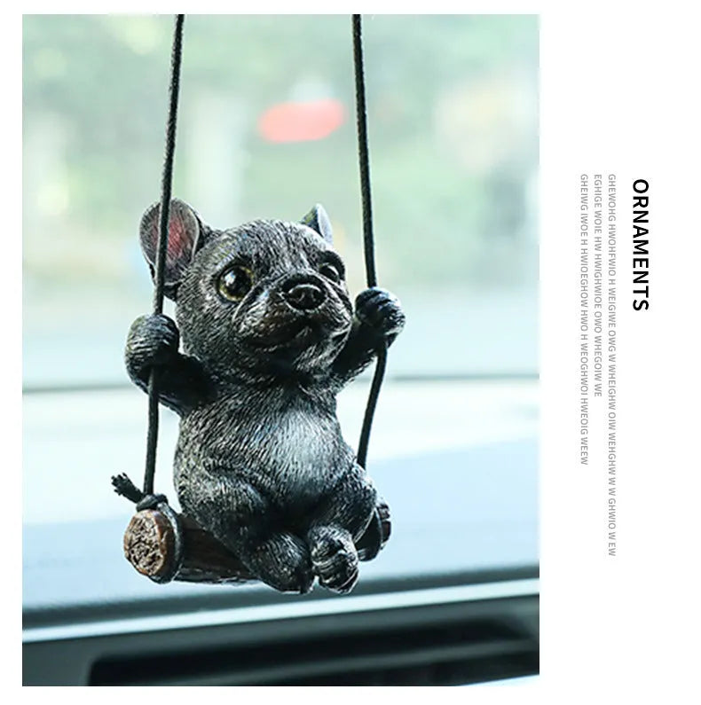 Resin cartoon Bulldog car hanging ornament for rearview mirror in various colours