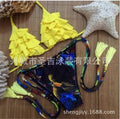 Women's bikini swimsuit split style two piece in black, rose red, white, and yellow color options