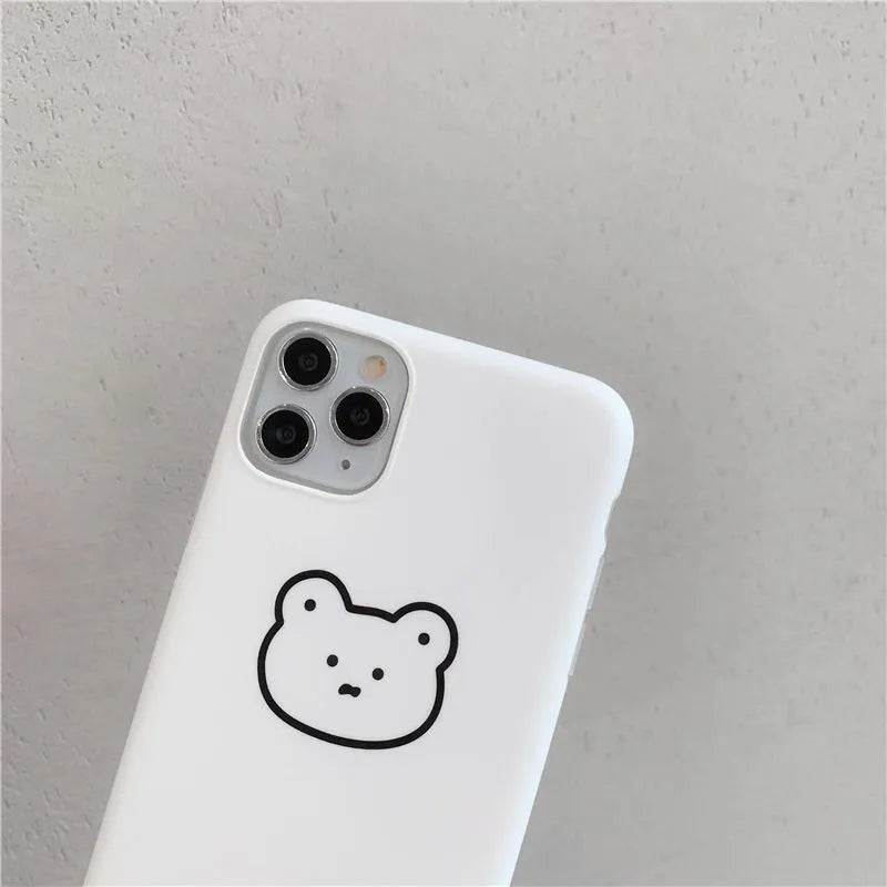 Silicone mobile phone case for iPhone 6 and 6S featuring a Korean bear cartoon design on a soft back cover.