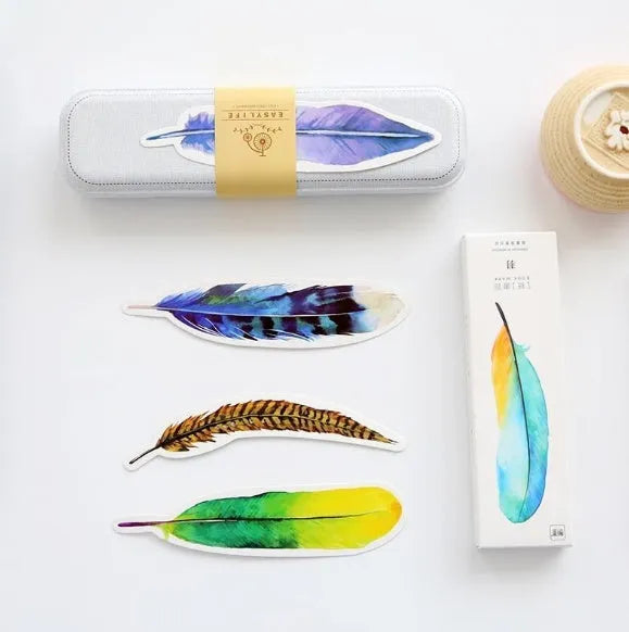 Feather bookmark 30 piece set, paper, multi-coloured, 4.5 x 15.5cm, creative design