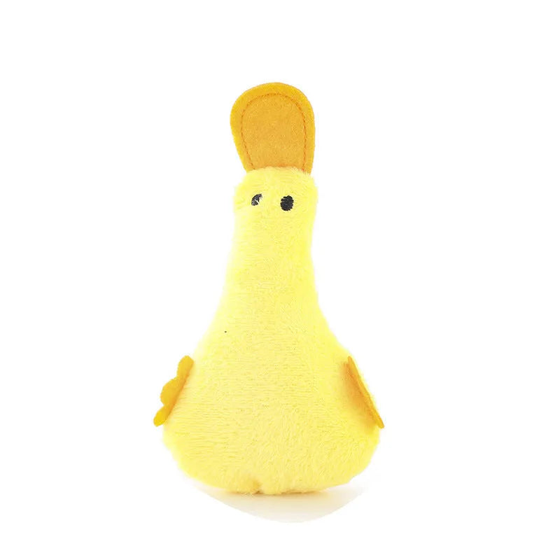 Plush duck pet toy with catnip and squeaker in blue colour