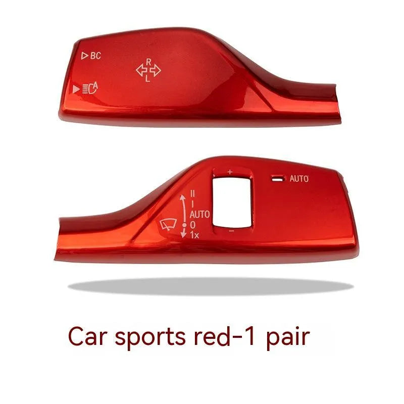Pair of ABS plastic steering lamp switch rod decorations in carbon fiber pattern for car wiper lever