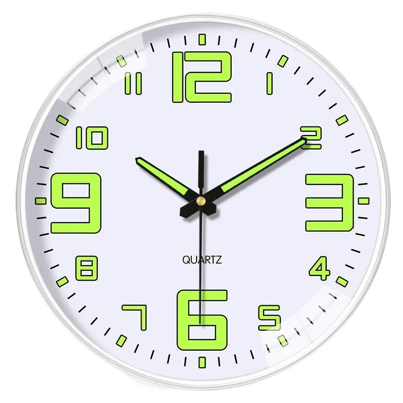 20cm modern wall clock with luminous numbers in plastic construction