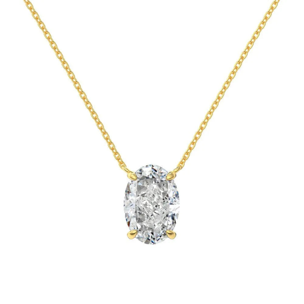 Sterling silver necklace with geometric oval ice flower pendant in gold or platinum plating options