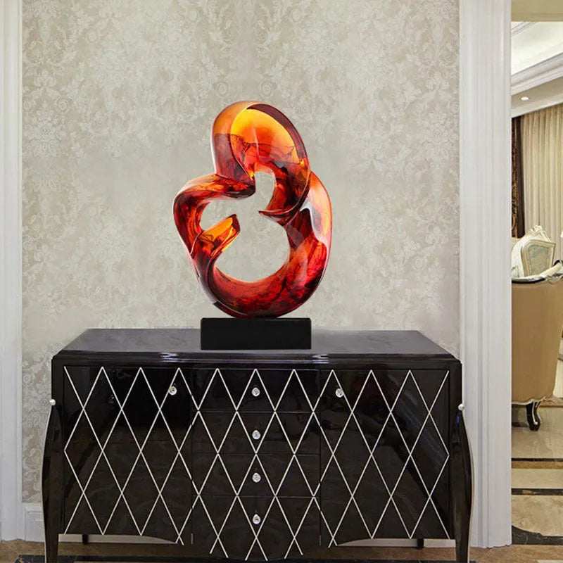 Transparent resin ornament sculpture in modern design style