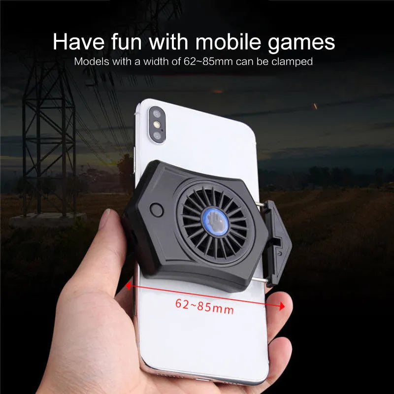 Black and white mobile phone radiator cooling fan with USB connector for gaming consoles