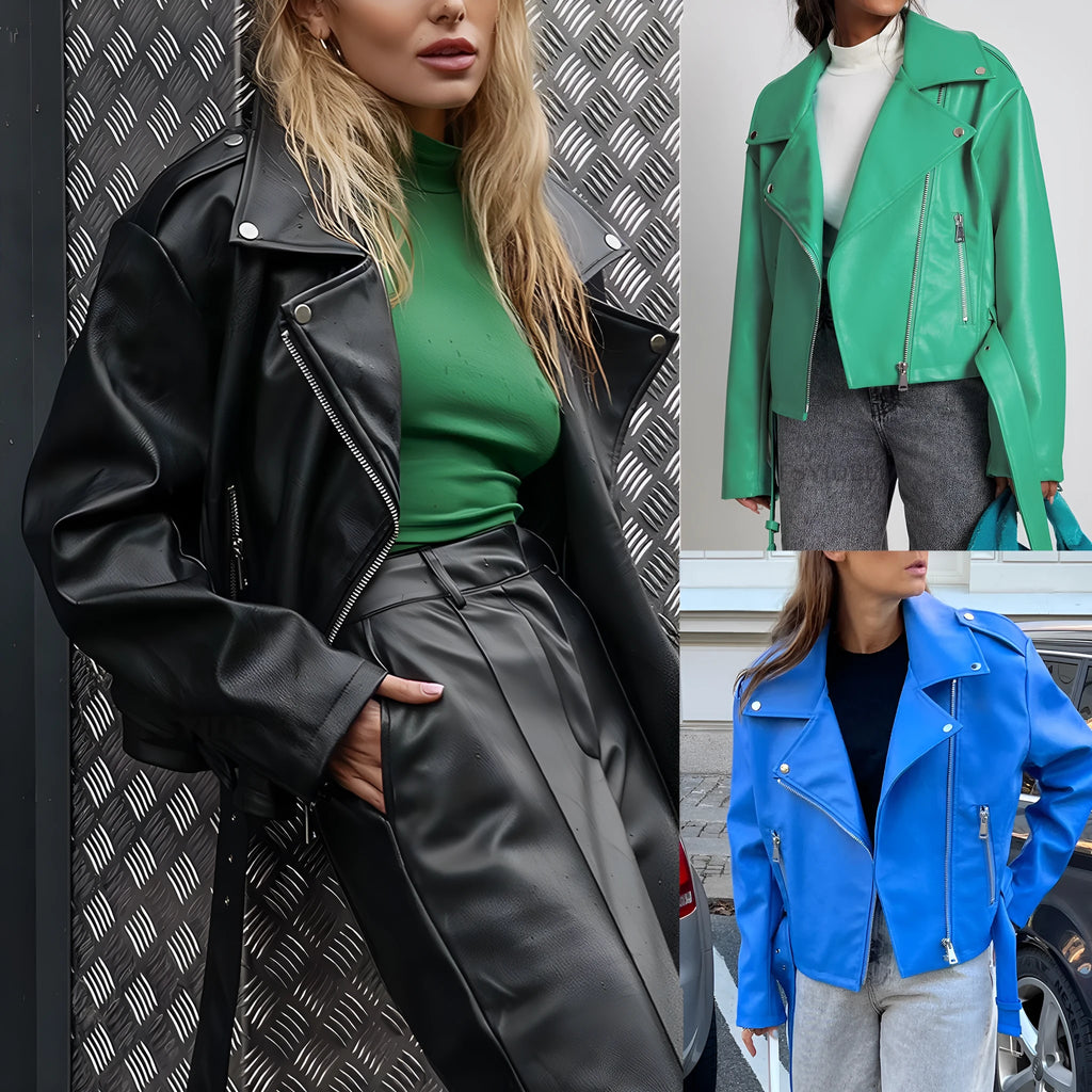 Men's black punk-style short belt lapel jacket with a Peter Pan collar and drawstring waist.