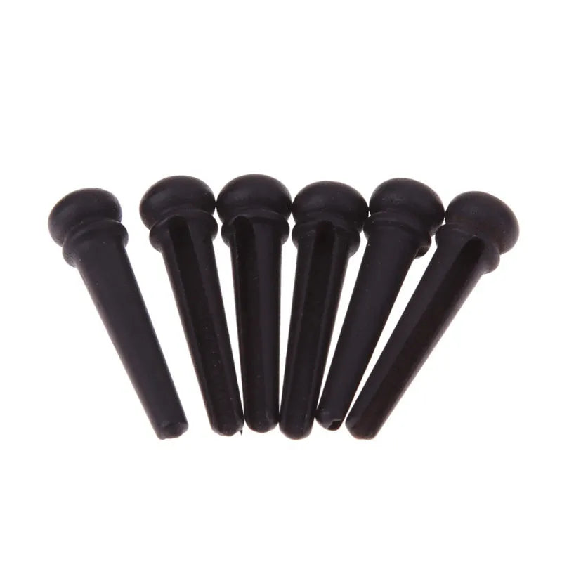 Six ebony guitar string nails with matt black finish for 40-42 inch folk acoustic guitars