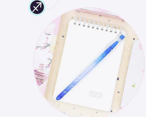 Box containing 12 constellation-themed quick-drying gel pens with plastic barrels