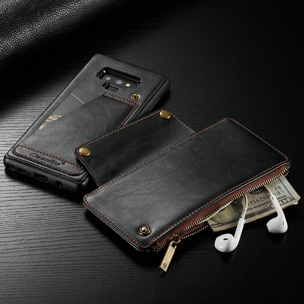 SAMSUNG Note9 PU leather flip phone case in black, brown, and red colour options