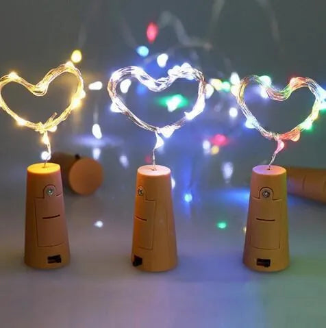 LED wine bottle string lights with copper wire and 20 warm white LEDs for decorative lighting