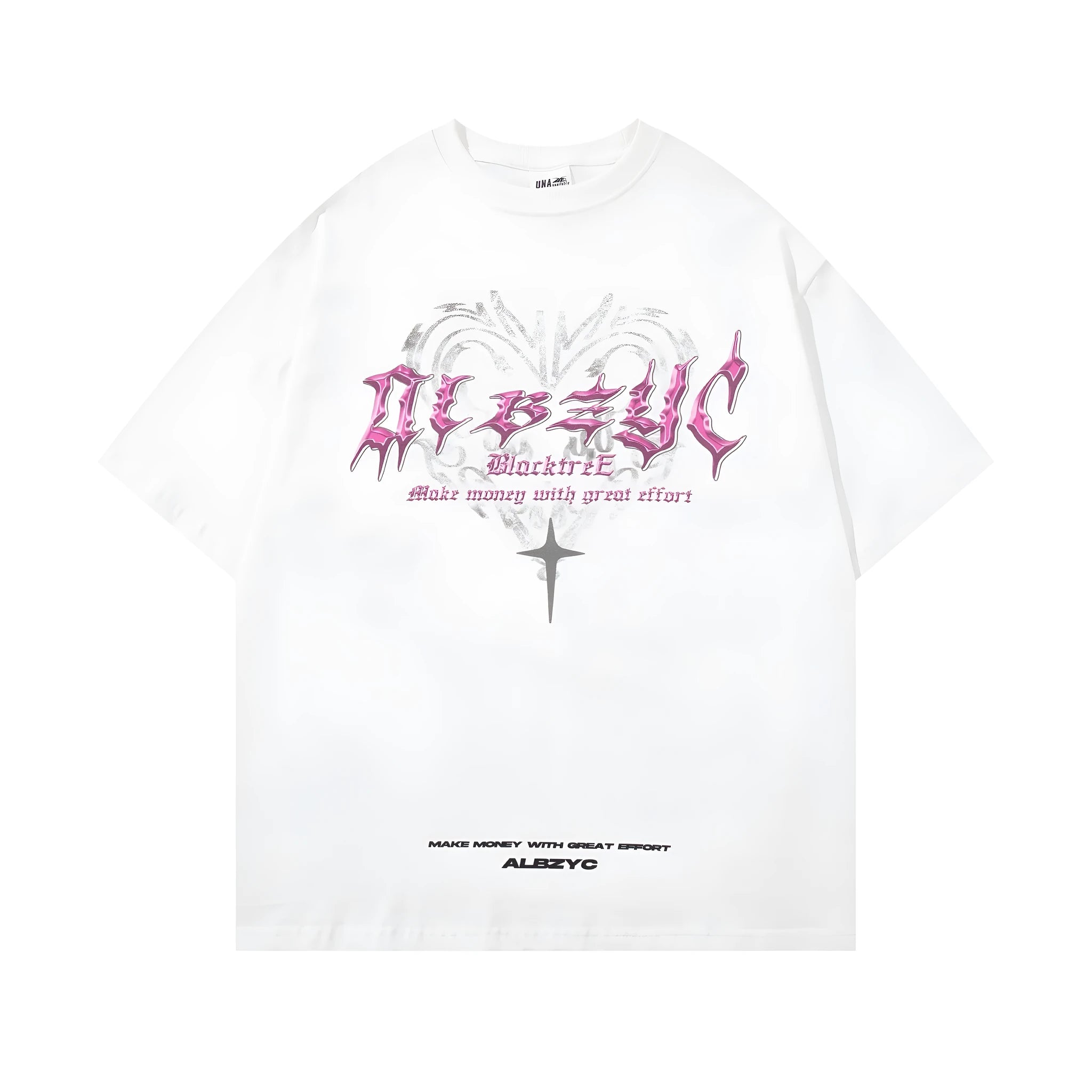 Men's black cotton t-shirt with printed retro design pattern, short sleeves, and loose fit