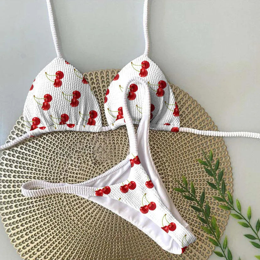 Women's printed bikini swimsuit with cotton lining in briefs style design