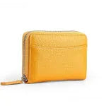 Genuine cowhide leather coin purse with zip closure in multiple solid colours