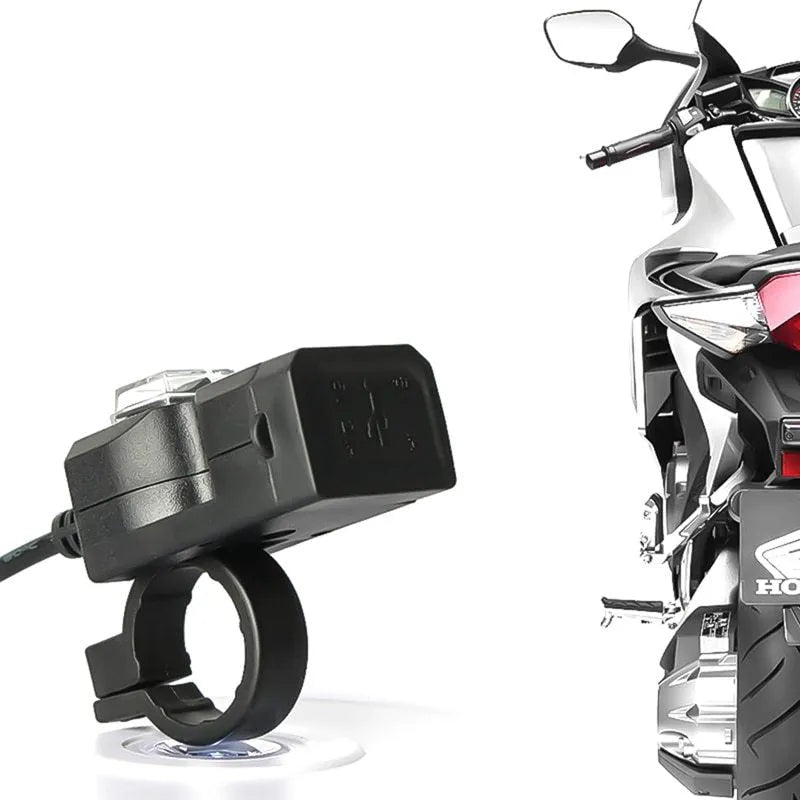 Dual USB port 12V waterproof motorcycle handlebar charger with ABD material housing