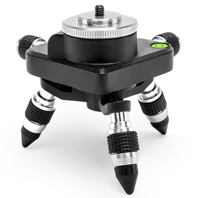 Black aluminium alloy spirit level base measuring 15cm by 12cm on a work surface