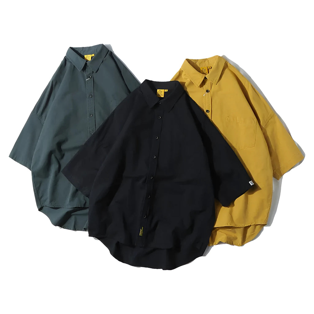 Men's loose fit cotton summer shirt in multiple colours with short and long sleeve options