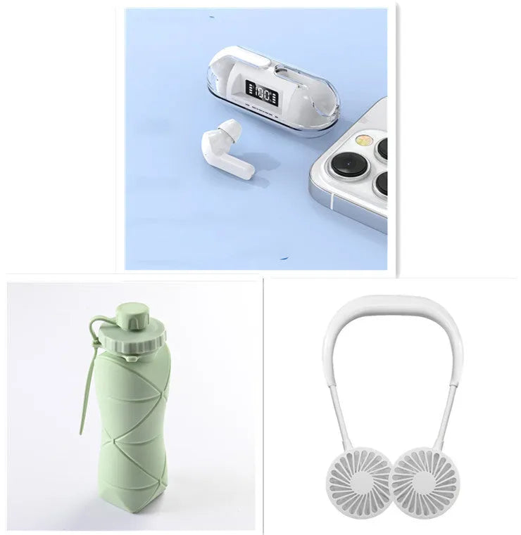 Air13 Pro fully transparent Bluetooth earbuds with 8mm horn and charging box in black