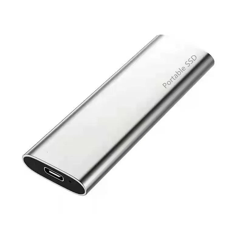 Ultra-thin metal mobile SSD expansion hard drive in red, shown with capacity options up to 30TB.