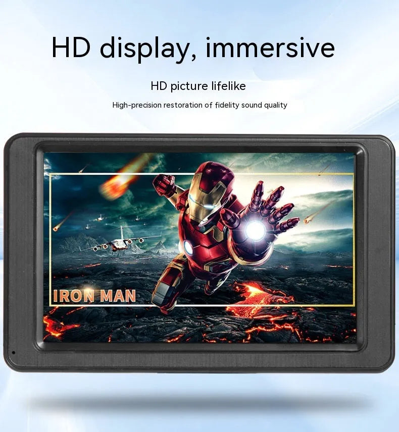 Black vehicle-mounted 7-inch MP5 player with LCD screen and included mounting accessories