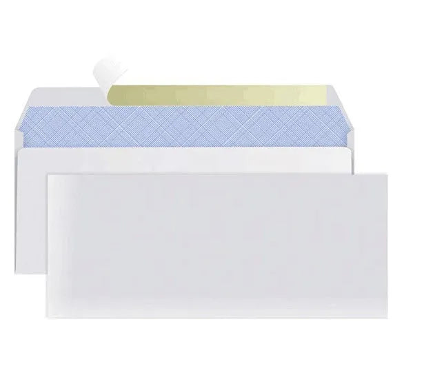 Blue anti-opening self-adhesive confidential envelope measuring 105x240mm with tamper-evident security features