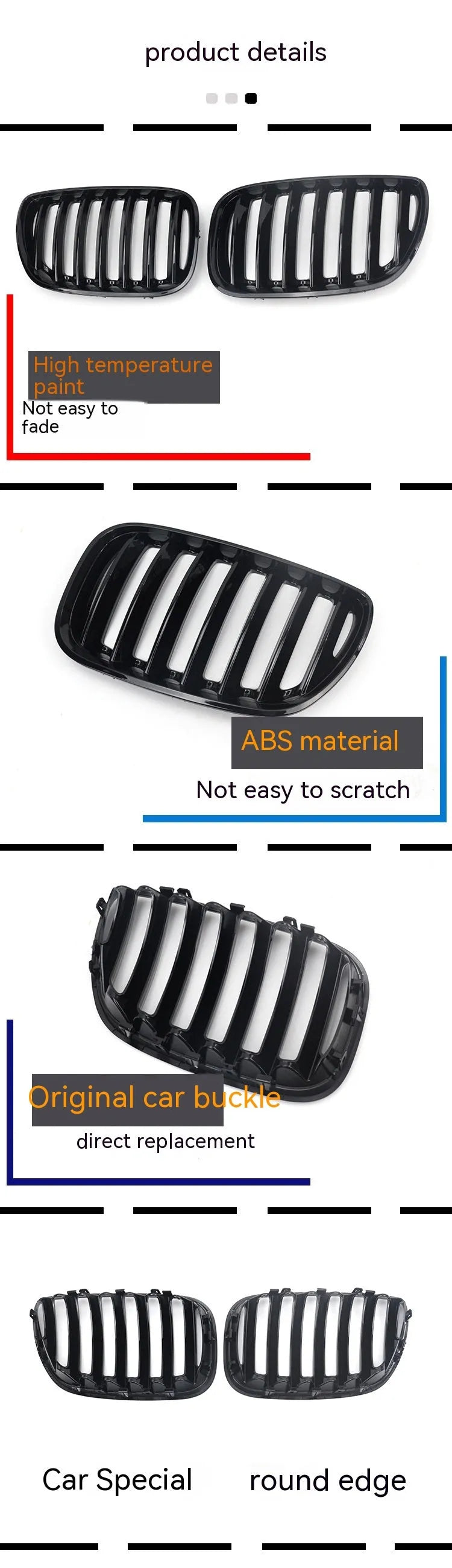 Bright Black BMW X5 E53 204 middle grid grille with medium mesh design