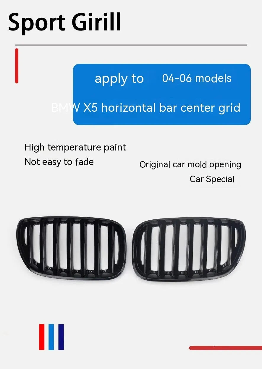 Bright Black BMW X5 E53 204 middle grid grille with medium mesh design