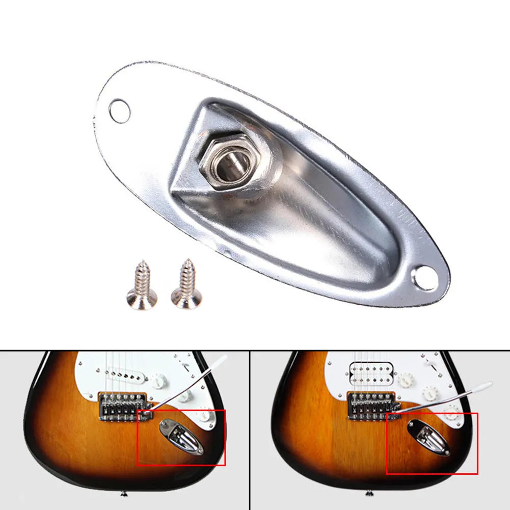 Electric guitar ST boat socket replacement part in black or silver alloy construction
