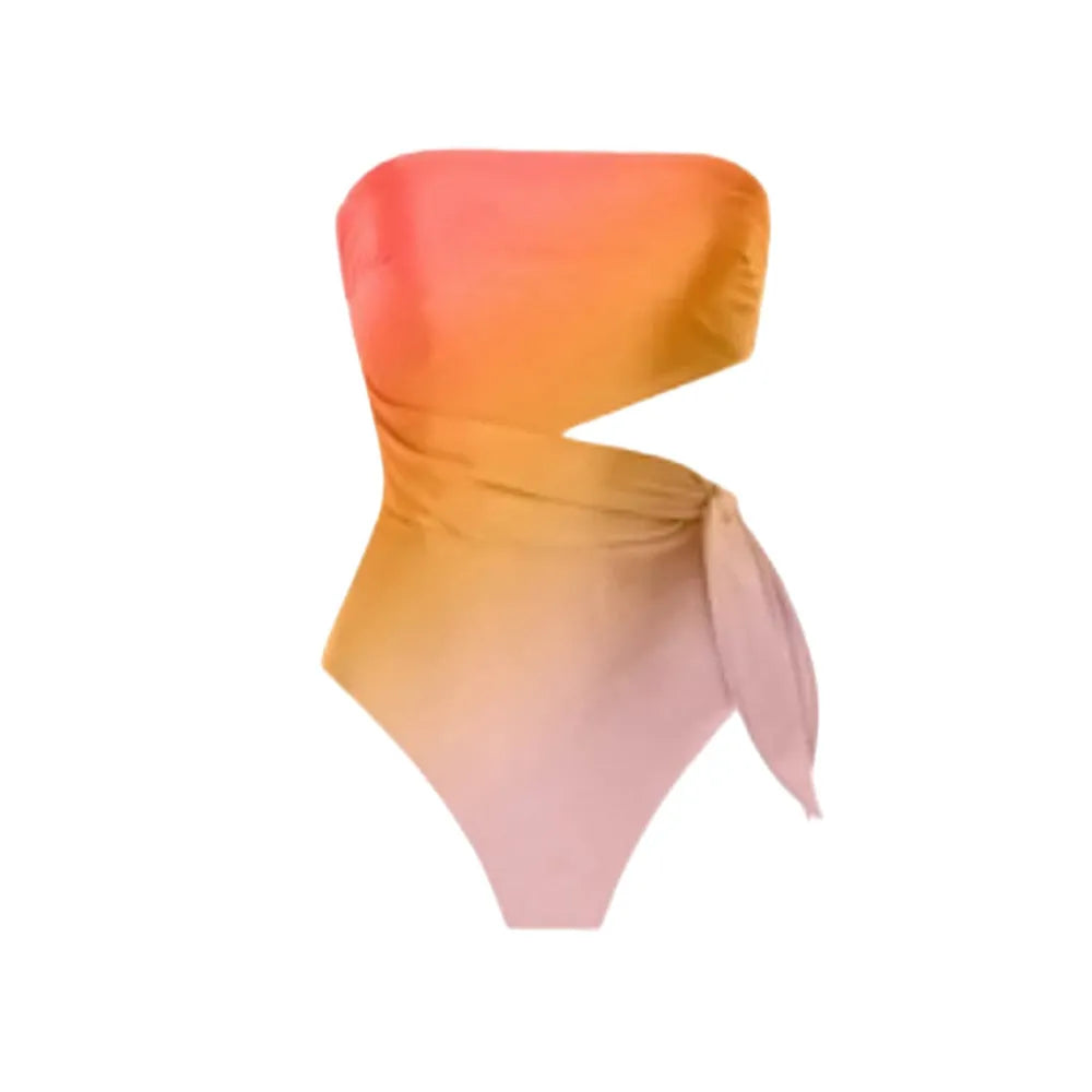 Women's retro floral print one-piece swimsuit in quick-drying polyester fabric