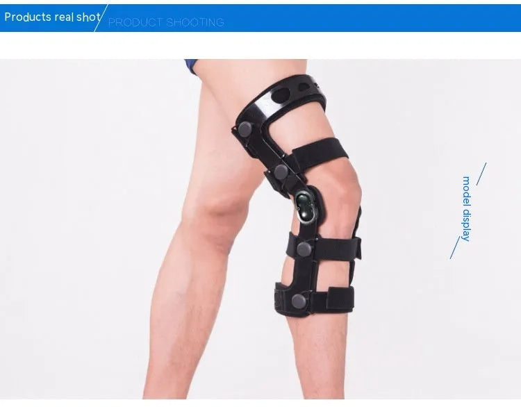 Black anterior ligament knee pad supporter showing multi-material construction and sizing options