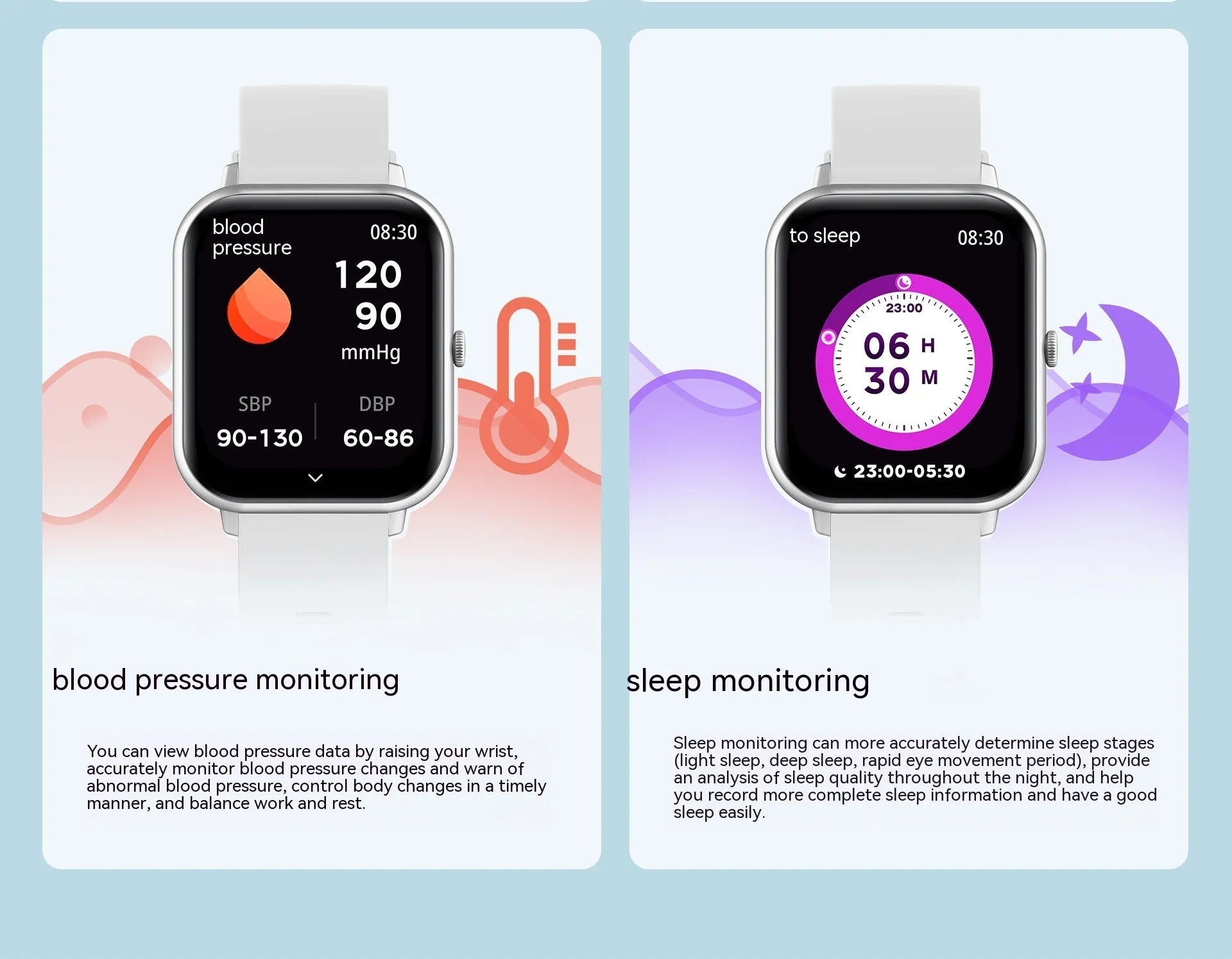 Bluetooth smart watch in black on wrist, showing heart rate and step count on its colour touchscreen.