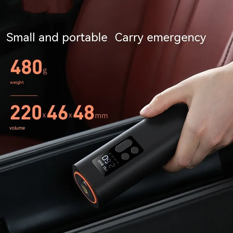 Black Super Mini Car Digital Display Inflator with digital screen and hose