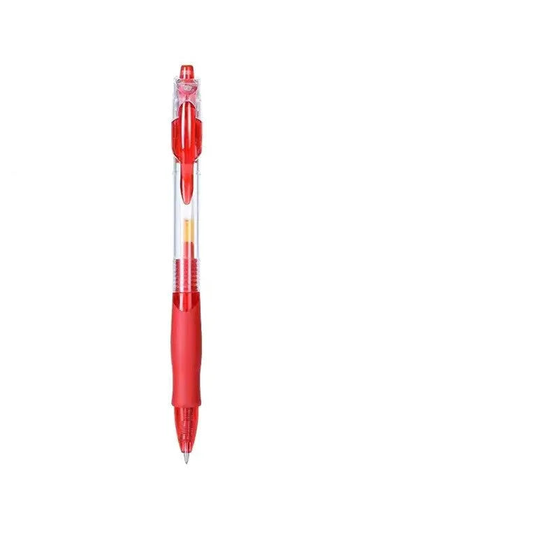 A neutral-style refillable gel pen with black, red, and blue ink and a 0.5mm tip.