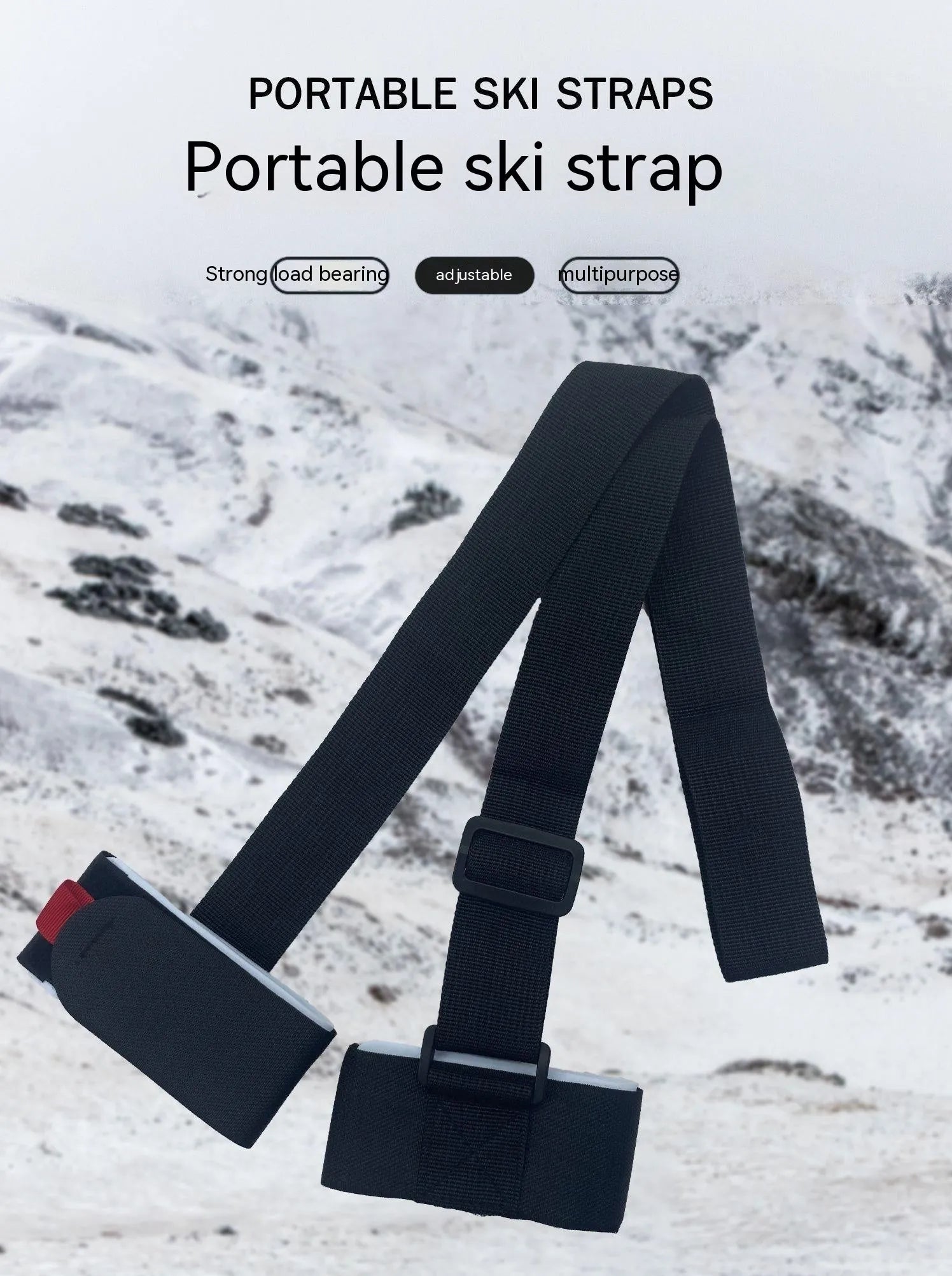 Fixed sewing skiing bandage shoulder strap in adjustable hook and loop design