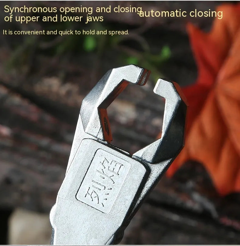 Zinc alloy archery release aid with a two-axis harpoon clip and stainless steel spring mechanism.
