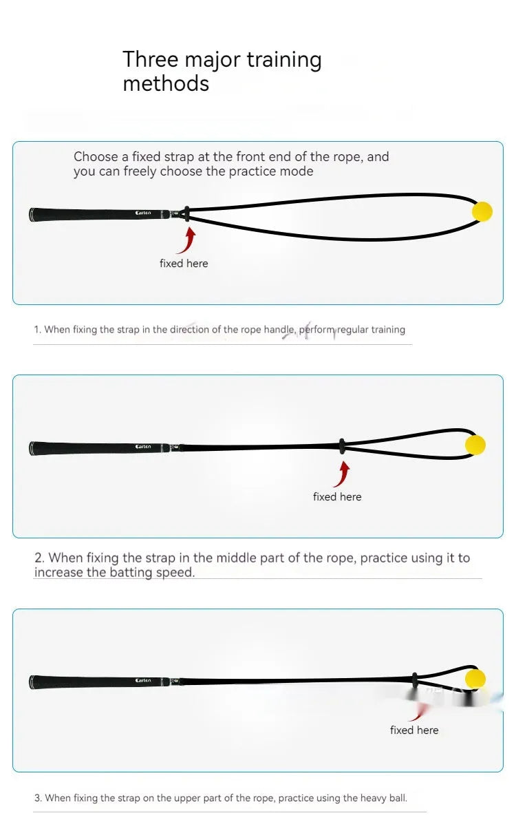 Black golf swing correction rope trainer with silicone elastic string for physical action practice
