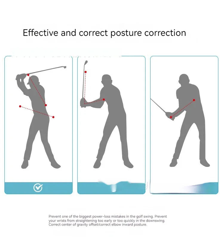 Black golf swing correction rope trainer with silicone elastic string for physical action practice