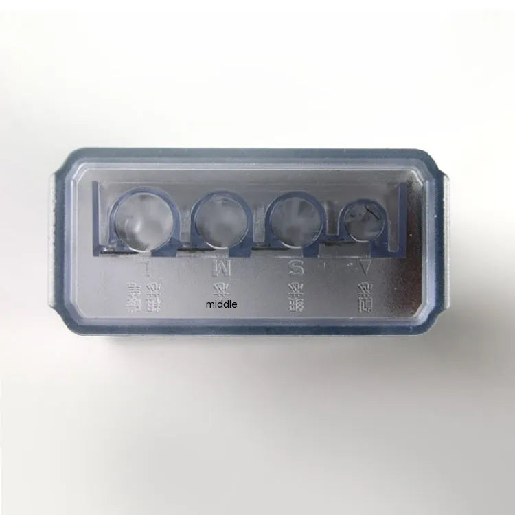 Geometric plastic pencil sharpener with four holes and an integrated screwdriver