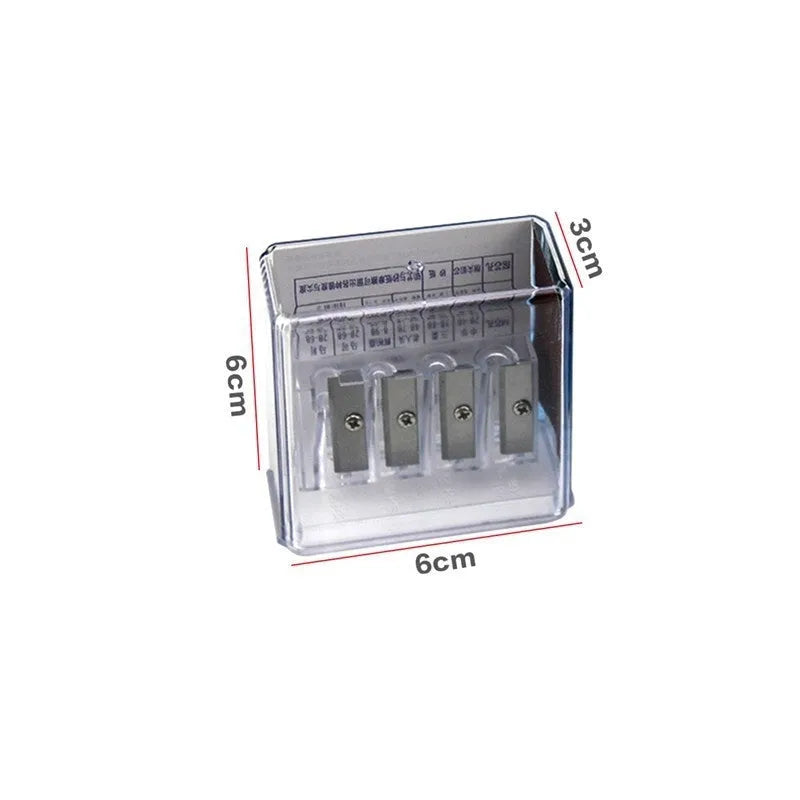 Geometric plastic pencil sharpener with four holes and an integrated screwdriver