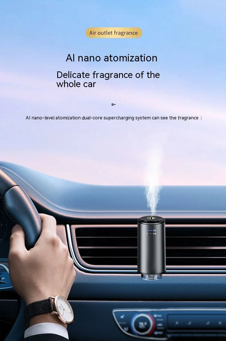 Obsidian Black car air vent clip-on aroma diffuser with essential oil bottle