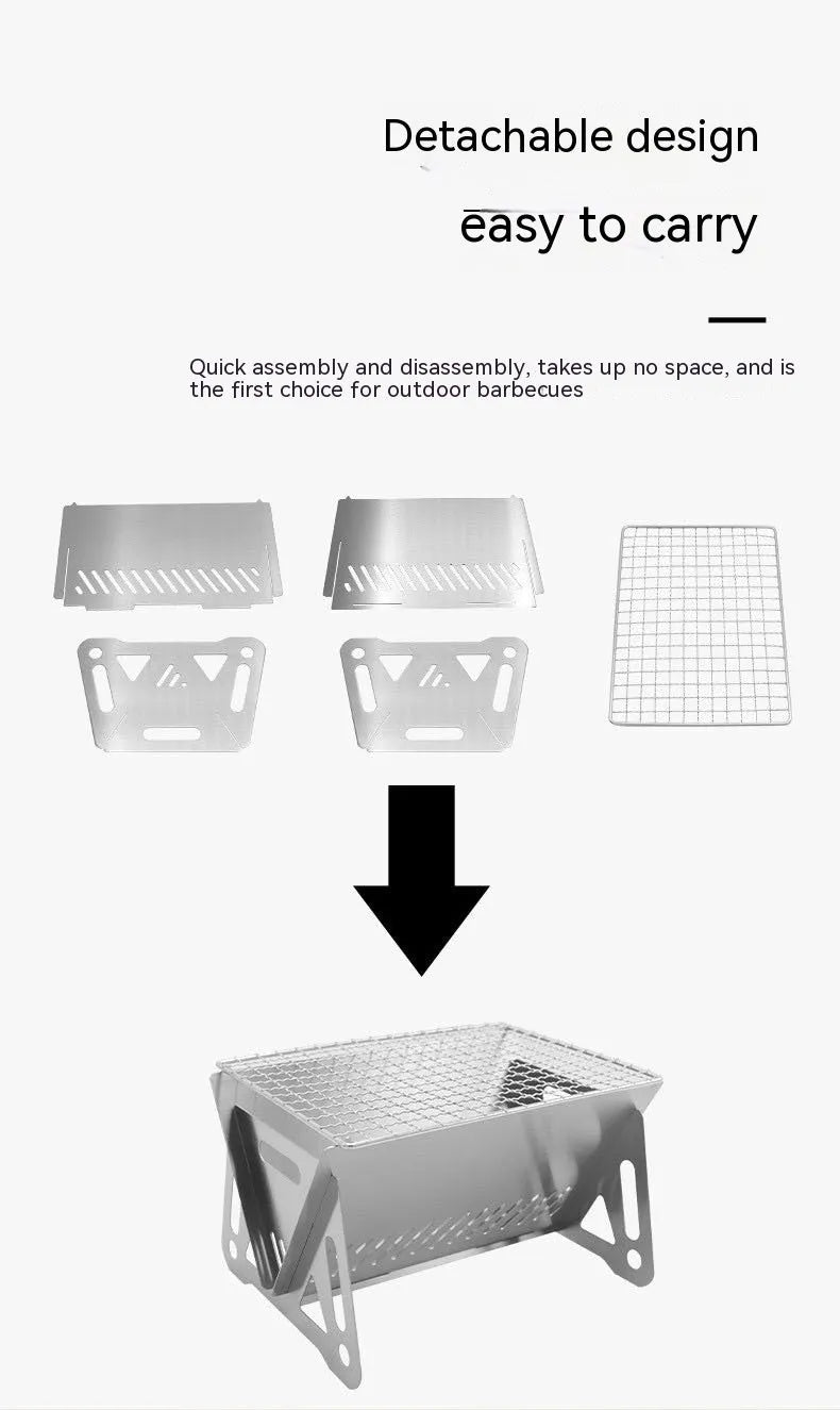 Folding stainless steel barbecue oven with grill rack and storage bag for outdoor cooking