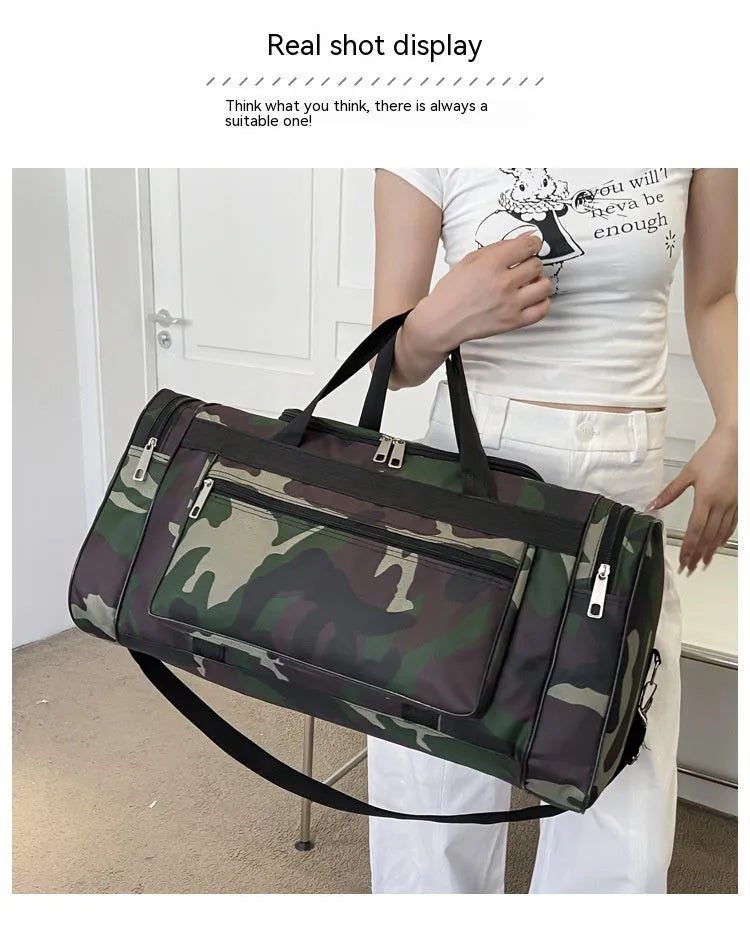 Camouflage coloured waterproof fabric luggage bag with below 20L capacity