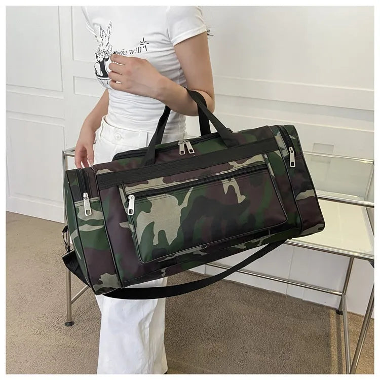 Camouflage coloured waterproof fabric luggage bag with below 20L capacity