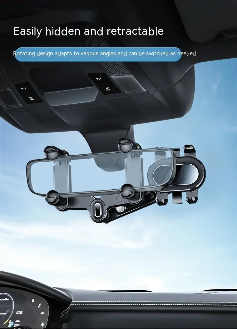 ABS automobile rear view mirror bracket with universal design and folding rod mechanism