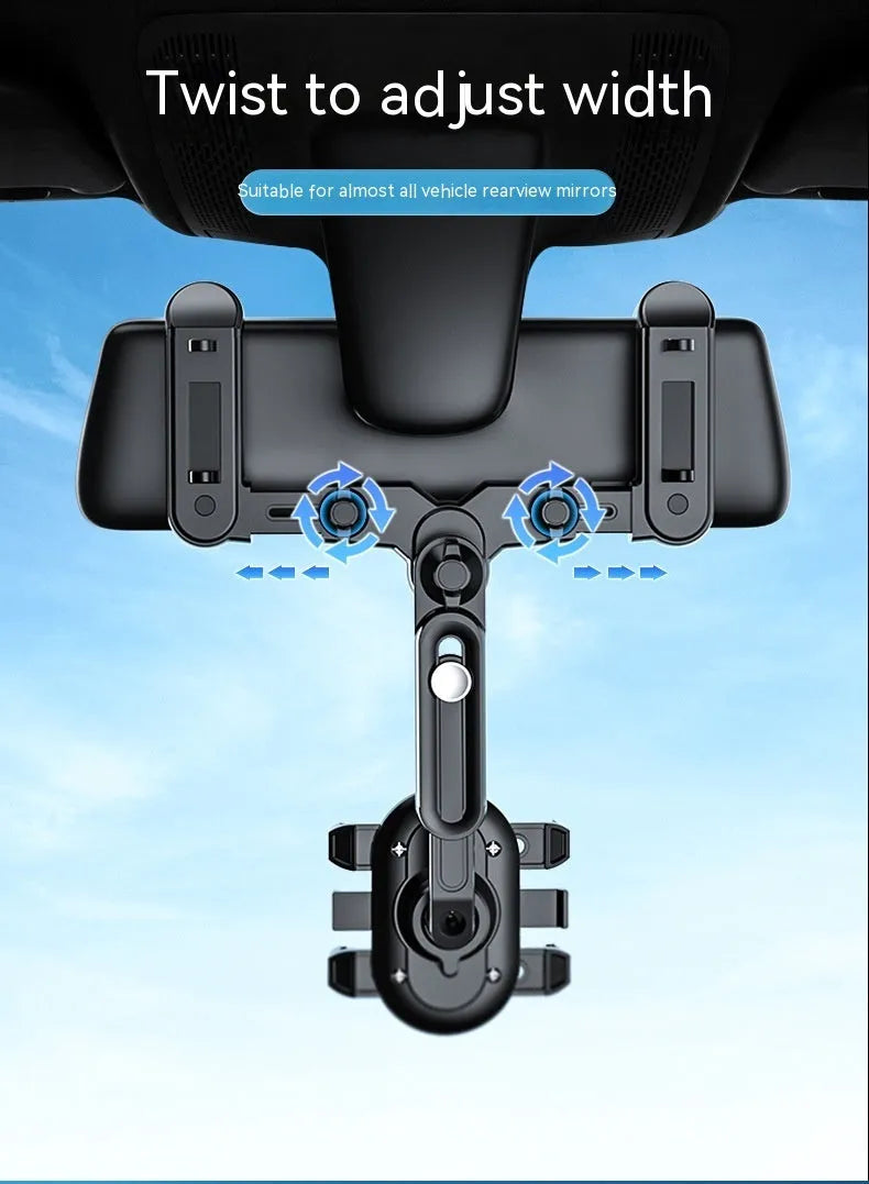 ABS automobile rear view mirror bracket with universal design and folding rod mechanism