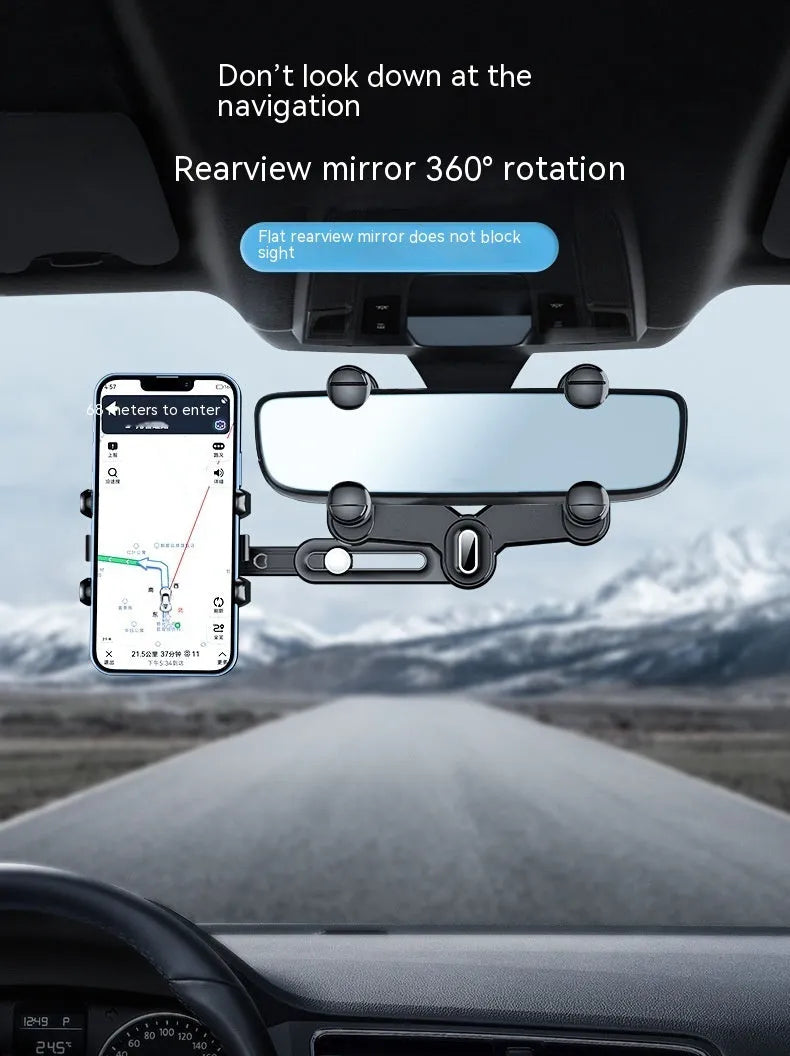 ABS automobile rear view mirror bracket with universal design and folding rod mechanism