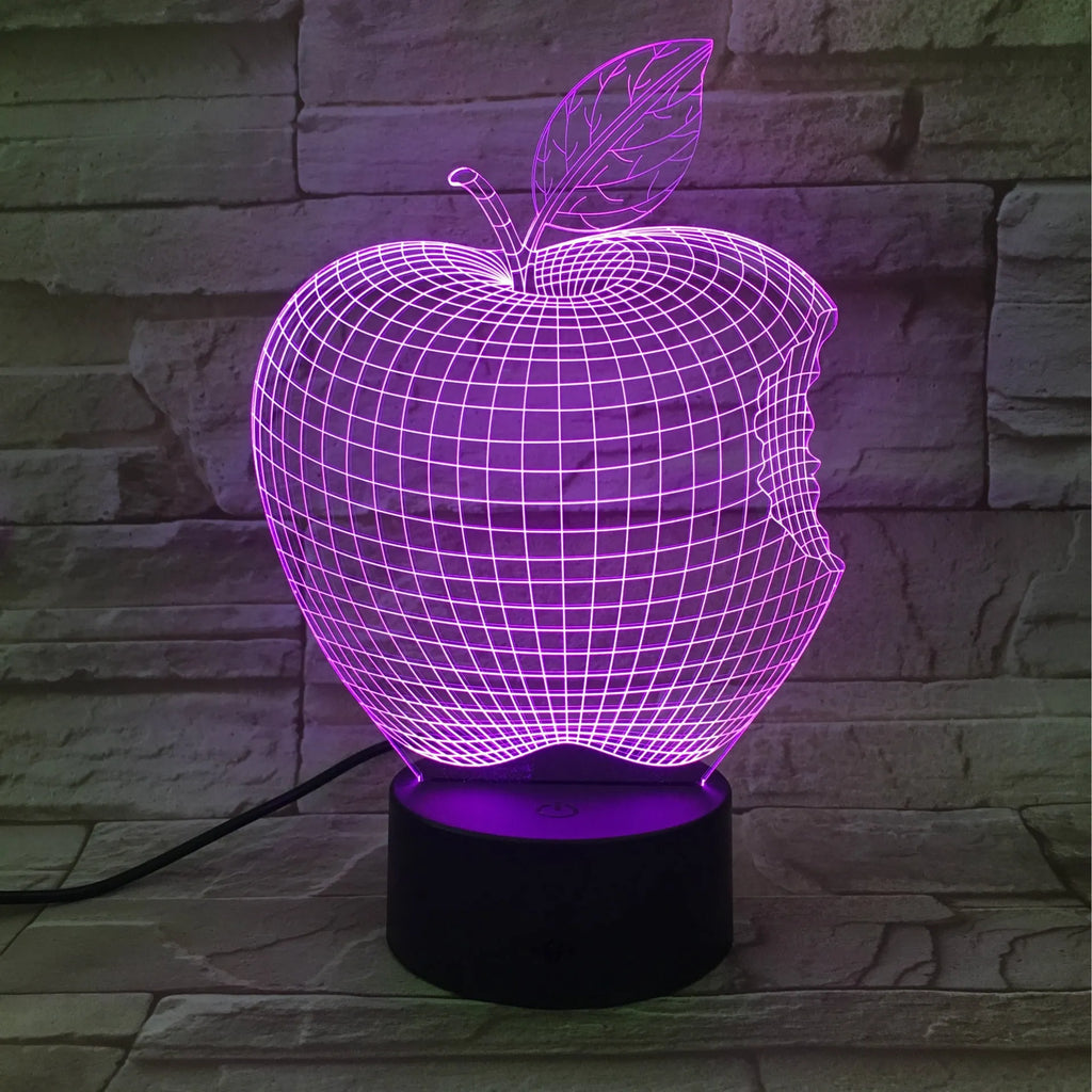 3D fruit decorative night light with colourful LED illumination and touch controls