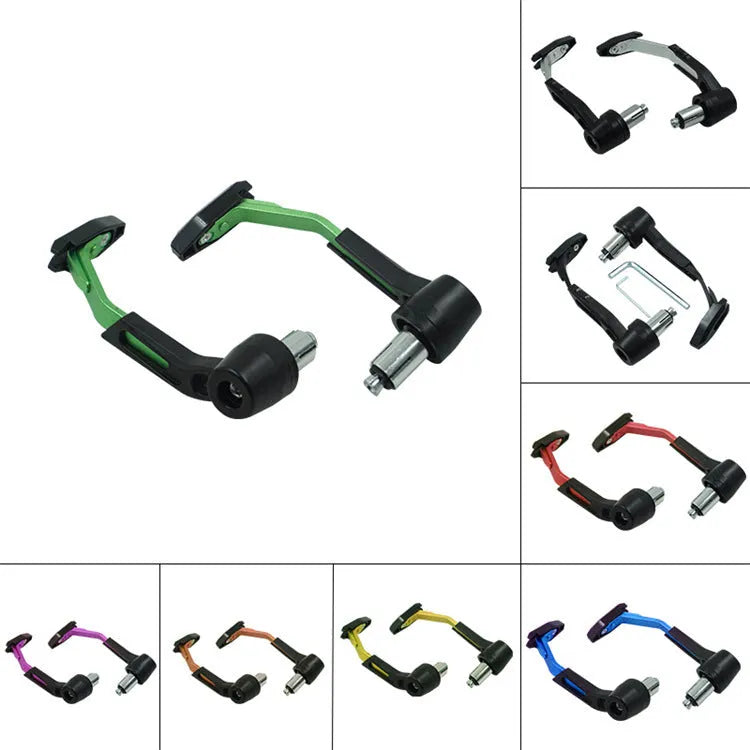 Motorcycle CNC handle guard ball guards in aluminium alloy and plastic, available in black, blue, and red